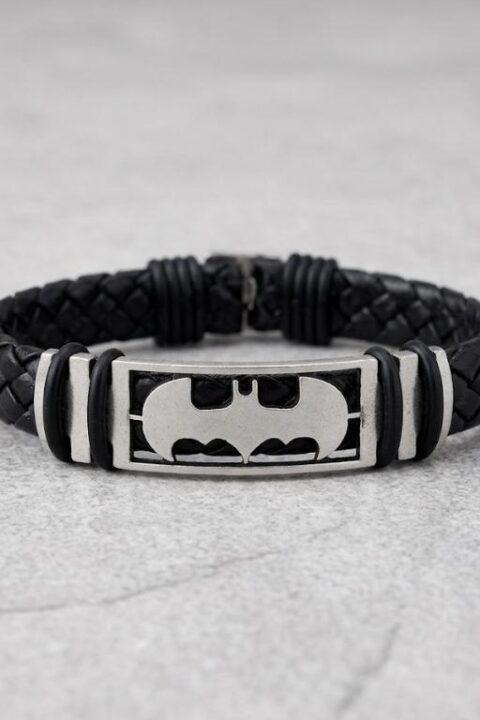 BAT-SYMBOL Dark Knight Braided Leather Bracelet